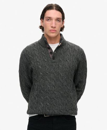 Herren Pullover mit Zopfmuster und Knopfleiste, Größe: L - Superdry - Modalova