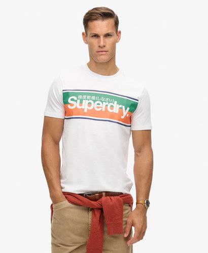 Herren Weiß, Grün und Core T-Shirt mit Streifen Logo-Druck, Größe: Xxl // - Größe: Xxl - Xmas deals - Superdry - Modalova