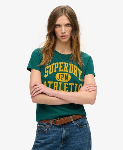 Damen Tailliertes, Beflocktes Varsity T-Shirt - Größe: 44 - Superdry - Modalova