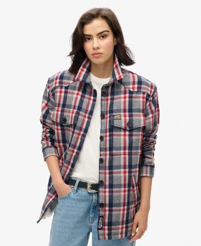 Damen Karierte Hemdjacke mit Teddyfell - Größe: 38 - Superdry - Modalova