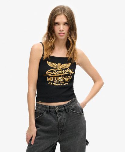 Women's Geripptes Retro Rocker Trägertop mit Grafik - Größe: 14-16 - Superdry - Modalova