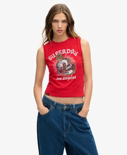 Damen Tattoo Tanktop mit Strassbesatz - Größe: 42 - Superdry - Modalova