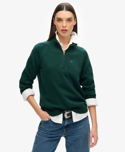 Damen Klassischer Strickpullover aus Baumwolle mit Reißverschluss - Größe: 40 - Superdry - Modalova
