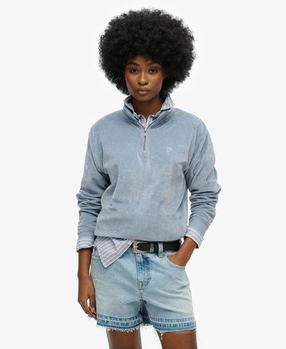 Damen Velour-oberteil mit Halblangem Reißverschluss - Größe: 36 - Superdry - Modalova