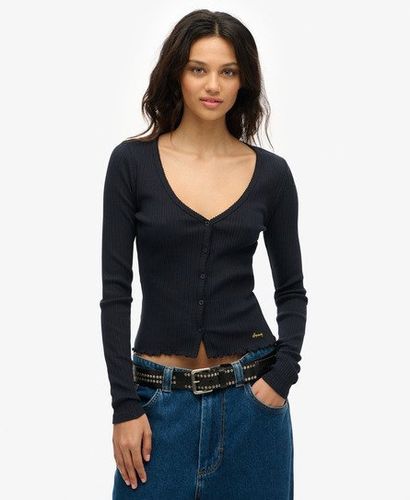 Damen Essential Langarmoberteil mit Knopfleiste - Größe: 36 - Superdry - Modalova