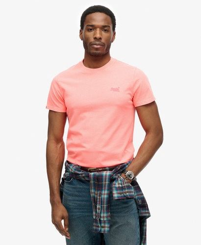Herren Essential T-shirt mit Neonfarbener Logostickerei - Größe: L - Superdry - Modalova
