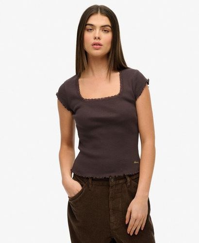 Damen Essential Kurzarm-t-shirt mit Eckigem Ausschnitt - Größe: 36 - Superdry - Modalova