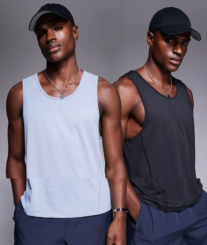 Icon - Lot de 2 t-shirts de sport en tulle  schage rapide - Gris et noir - 4505 - Modalova