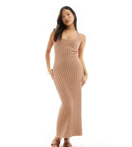 Exclusivité - Robe longue sans manches en maille côtelée à encolure échancrée - Camel - 4Th & Reckless Petite - Modalova