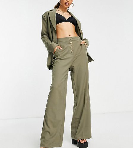 Pantalon large d'ensemble avec boutonnage - Olive - 4Th & Reckless Petite - Modalova