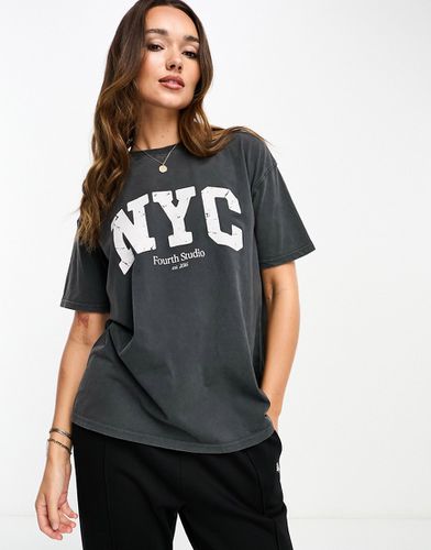 T-shirt confort délavé à inscription NYC - 4Th & Reckless - Modalova