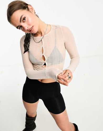 Cotton On - Crop top texturé avec boutonnage sur le devant - Taupe - Cotton:on - Modalova