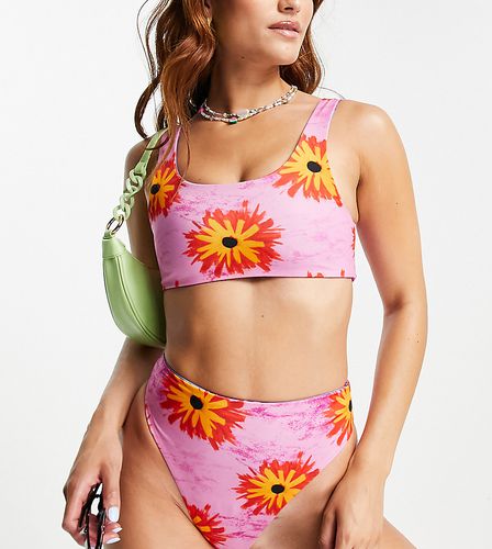 Bas de bikini taille haute réversible à imprimé fleurs - Collusion - Modalova