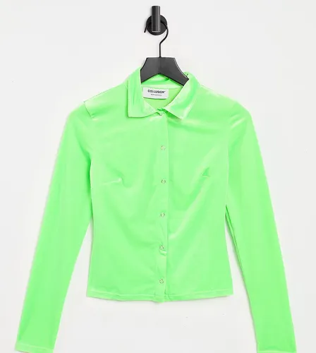 Chemise d'ensemble ajustée en velours style années 90 - fluo - Collusion - Modalova