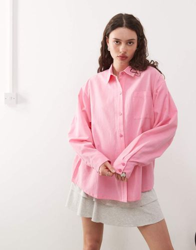Chemise oversize tisse - Rose - Collusion - Modalova