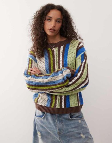 Pull en maille au crochet  rayures - Multicolore - Collusion - Modalova