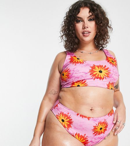 Plus - Bas de bikini taille haute réversible à imprimé fleurs - Collusion - Modalova