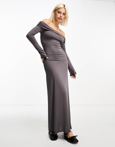 Robe longue à encolure bardot - Gris - Collusion - Modalova