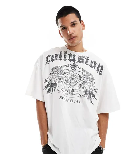 T-shirt oversize style skate avec imprimé tatouage rose - Collusion - Modalova