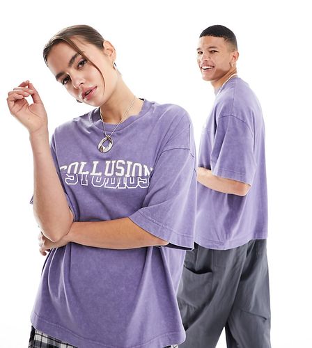 Unisex - T-shirt imprimé réversible - Violet - Collusion - Modalova