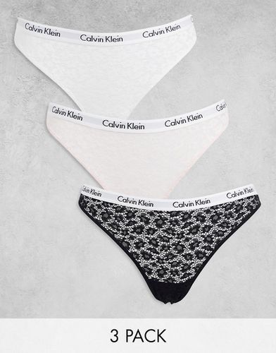 Carousel - Lot de 3 culottes brésiliennes en dentelle - Rose, blanc et - Calvin Klein - Modalova