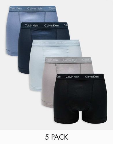 Cotton Classics - Lot de 5 caleçons - Bleu/neutre - Calvin Klein - Modalova