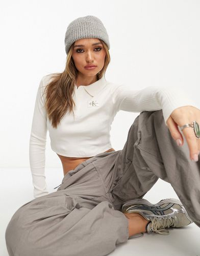 Crop top à col et manches longues - Calvin Klein Jeans - Modalova