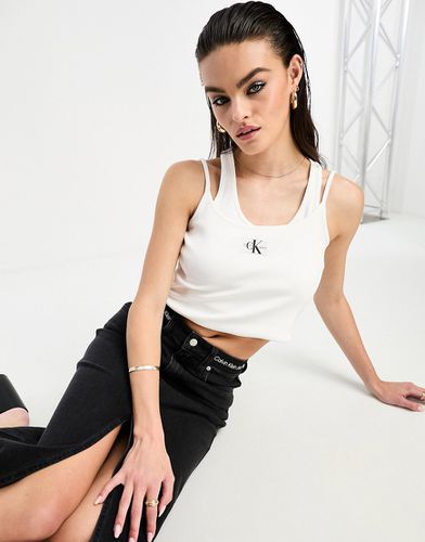 Débardeur côtelé double épaisseur avec écusson - Calvin Klein Jeans - Modalova