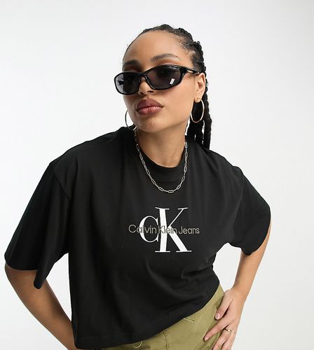 Plus - T-shirt à logo monogramme - Noir - Calvin Klein Jeans - Modalova