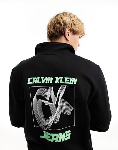 Sweat à col zippé et logo CK délavé en 3D - Calvin Klein Jeans - Modalova