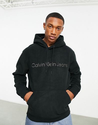 Sweat à capuche en polaire épaisse double face avec logo devant - Calvin Klein Jeans - Modalova