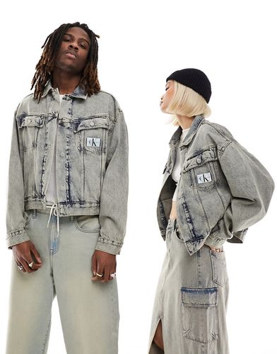 Veste en jean unisexe d'ensemble coupe carrée - moyen délavé - Calvin Klein Jeans - Modalova