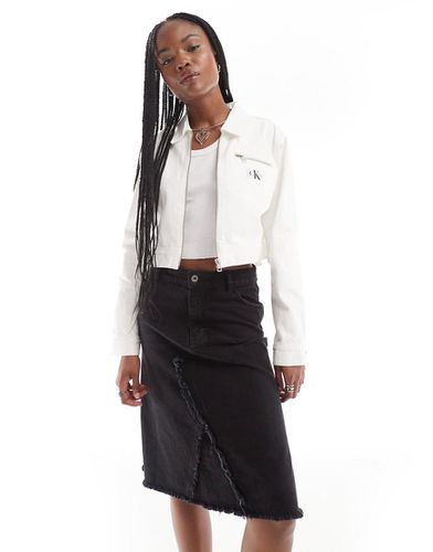 Veste en jean zippée - Blanc délavé - Calvin Klein Jeans - Modalova