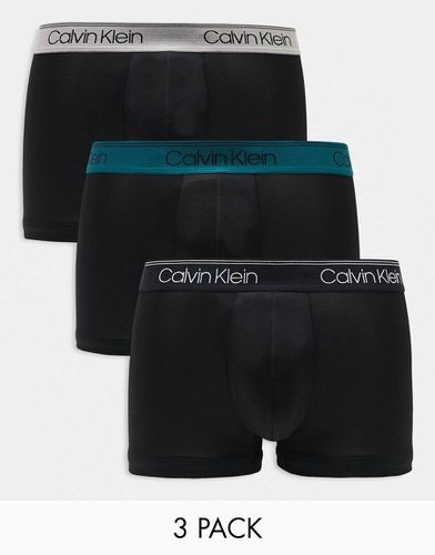 Lot de 3 boxers à taille basse et ceinture colorée en microfibre extensible - Calvin Klein - Modalova