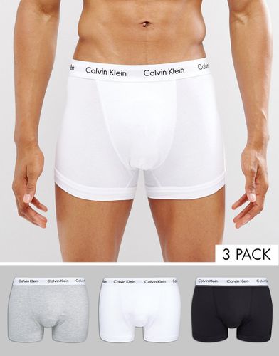 Lot de 3 boxers à taille basse en coton stretch - Noir, blanc et gris - Calvin Klein - Modalova