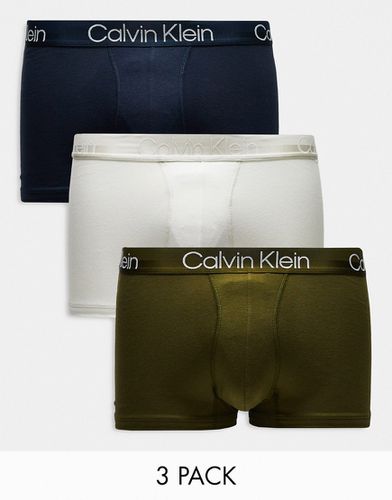 Lot de 3 boxers - Bleu marine/gris/kaki - Calvin Klein - Modalova