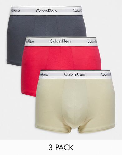 Lot de 3 boxers - Rose, gris anthracite et beige - Calvin Klein - Modalova