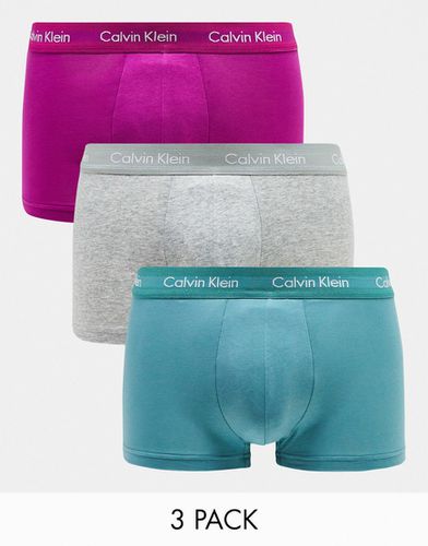 Lot de 3 boxers taille basse - Violet/gris/vert - Calvin Klein - Modalova