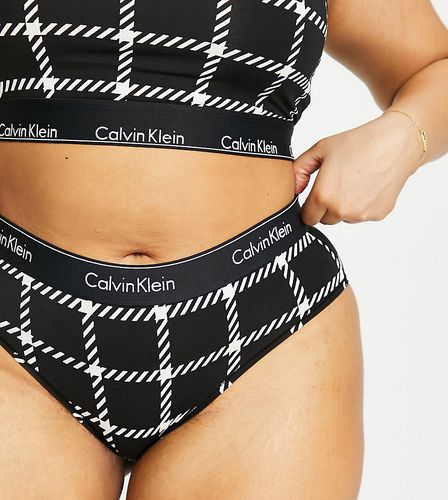 Plus - Modern Cotton - Culotte taille basse à logo et imprimé à carreaux - Calvin Klein - Modalova