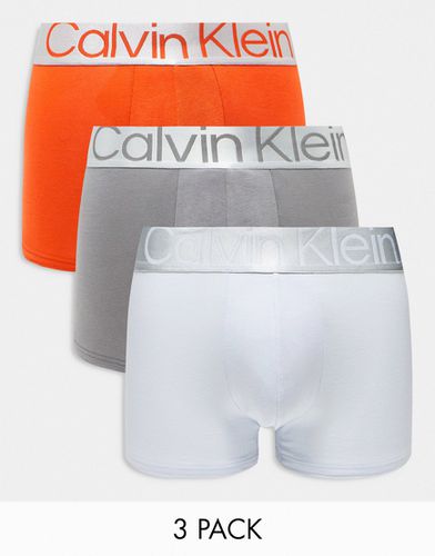 Steel - Lot de 3 boxers - Bleu, gris et orange - Calvin Klein - Modalova
