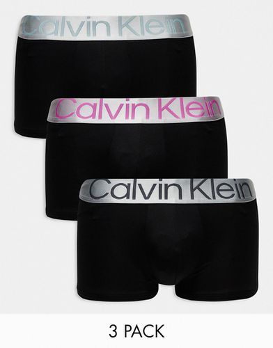 Steel - Lot de 3 boxers en coton avec taille colorée - Calvin Klein - Modalova