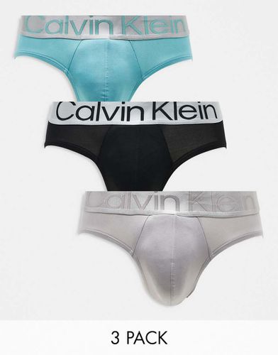 Steel - Lot de 3 slips taille basse - Noir/pastel - Calvin Klein - Modalova