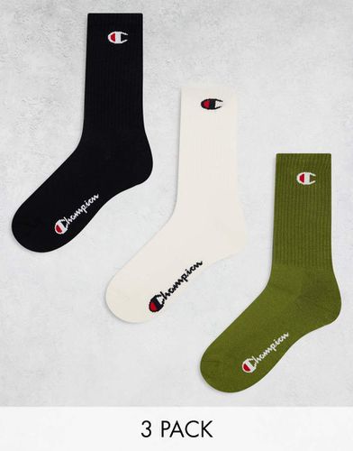 Lot de 3 paires de chaussettes - Kaki, beige et noir - Champion - Modalova