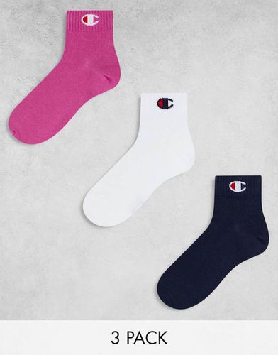 Lot de 3 paires de chaussettes - Rose, blanc et noir - Champion - Modalova