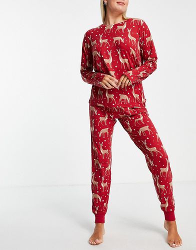 Ensemble pyjama avec haut à manches longues et jogger à imprimé renne - Chelsea Peers - Modalova