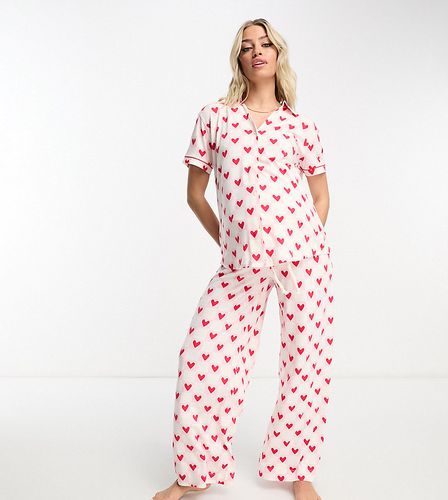Maternity - Ensemble de pyjama ample à damier et imprimé caurs - Chelsea Peers - Modalova