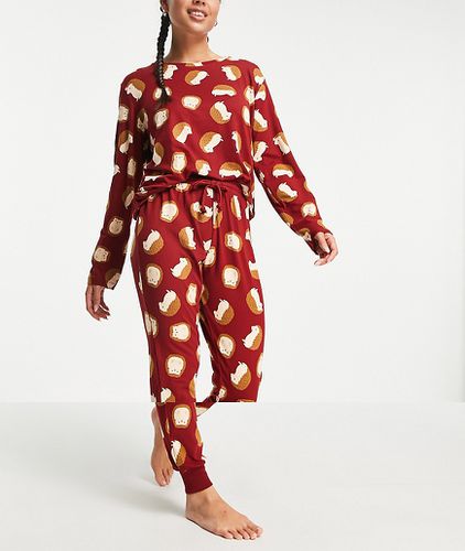 Pyjama long à motif hérissons - Rouge foncé - Chelsea Peers - Modalova