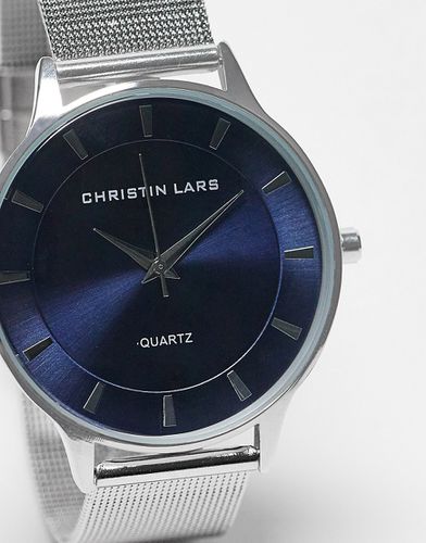 Montre-bracelet en acier inoxydable avec bracelet en maille et cadran bleu - Christin Lars - Modalova