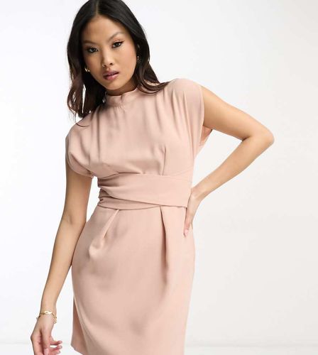 Robe courte nouée à la taille - Blush - Closet London Petite - Modalova