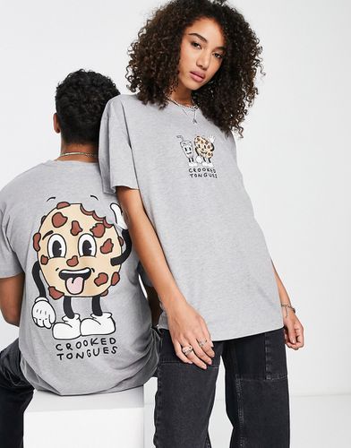 T-shirt unisexe avec motif cookie et logo imprimés au dos - chiné - Crooked Tongues - Modalova